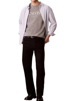 T-shirt en coton gris uni imprimé avec une coupe droite et un col rond