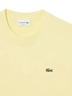 T-shirt en coton jaune à coupe droite pourvu d'un col rond côtelé