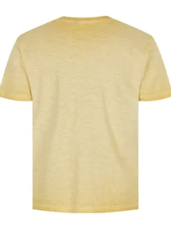 T-shirt en coton jaune effet chiné à col rond coupe droite avec logo