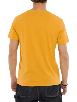 T-shirt en coton jaune imprimé avec une coupe droite et un col rond