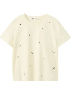 T-shirt en coton jaune uni avec une coupe droite et un col rond