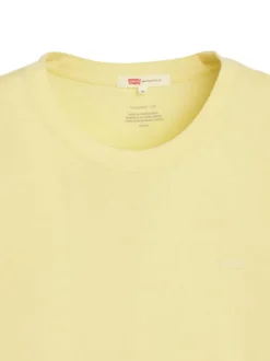 T-shirt en coton jaune uni à coupe ajustée pourvu d'un col rond