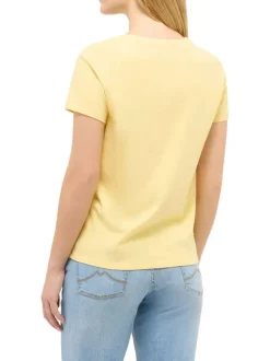 T-shirt en coton jaune uni pourvu du logo imprimé sur la poitrine