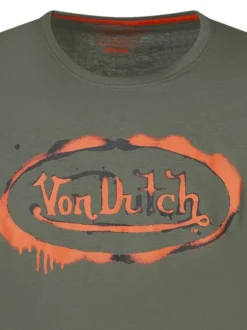 T-shirt en coton kaki avec le logo imprimé et une coupe droite