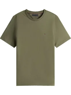 T-shirt en coton kaki avec un col rond et des manches courtes