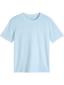 T-shirt en coton kaki avec un col rond et le logo brodé en petit
