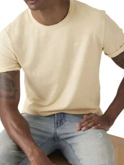T-shirt en coton kaki avec un col rond et le logo brodé en petit