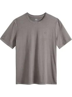 T-shirt en coton kaki avec un col rond et le logo brodé en petit
