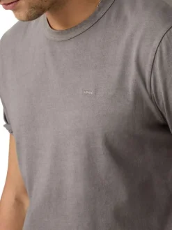 T-shirt en coton kaki avec un col rond et le logo brodé en petit