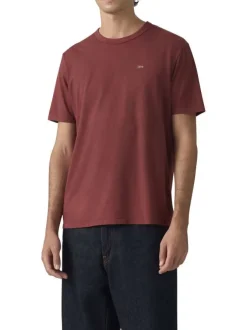 T-shirt en coton kaki avec un col rond et le logo brodé en petit