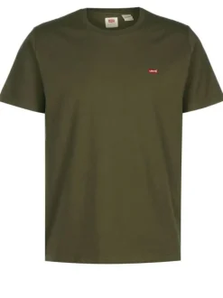 T-shirt en coton kaki avec un col rond et le logo brodé en petit