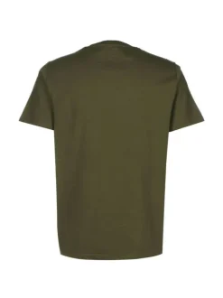 T-shirt en coton kaki avec un col rond et le logo brodé en petit