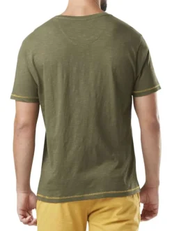 T-shirt en coton kaki avec un imprimé une coupe droite et un col rond