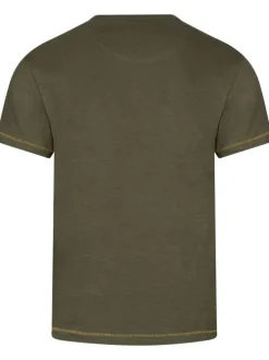 T-shirt en coton kaki avec un imprimé une coupe droite et un col rond