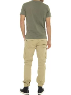T-shirt en coton kaki avec un imprimé une coupe droite et un col rond