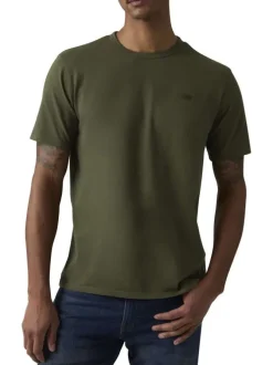 T-shirt en coton kaki à coupe droite pourvu du logo de la marque