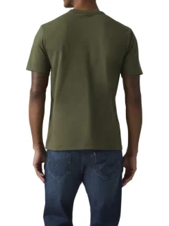 T-shirt en coton kaki à coupe droite pourvu du logo de la marque