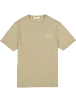T-shirt en coton kaki imprimé avec une coupe droite et un col rond