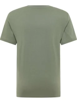 T-shirt en coton kaki orné d'un imprimé fantaisie et d'un col rond