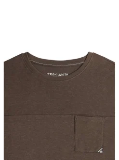 T-shirt en coton kaki uni avec un col rond et une coupe droite