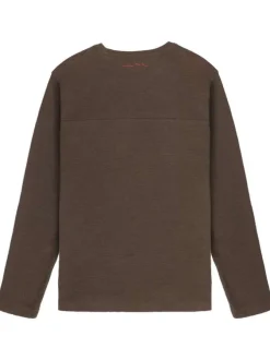 T-shirt en coton kaki uni avec un col rond et une coupe droite