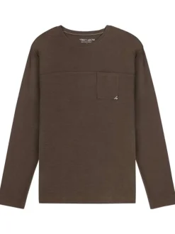 T-shirt en coton kaki uni avec un col rond et une coupe droite