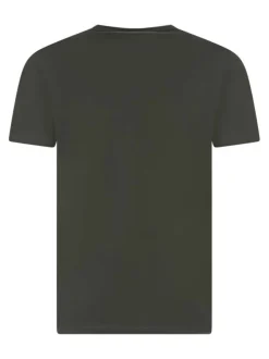 T-shirt en coton kaki uni avec une coupe droite à col rond et des manches courtes