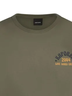 T-shirt en coton kaki uni avec une coupe droite et un col rond