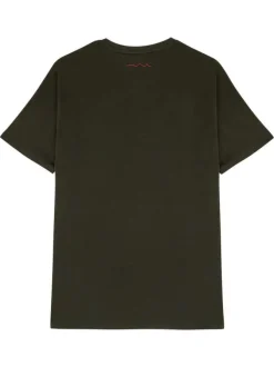 T-shirt en coton kaki uni avec une coupe droite et un col rond