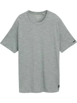 T-shirt en coton kaki uni avec une coupe droite et un col rond