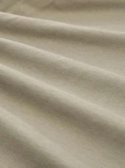 T-shirt en coton kaki uni avec une coupe droite et un col rond