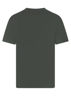 T-shirt en coton kaki uni avec une coupe droite et un col rond