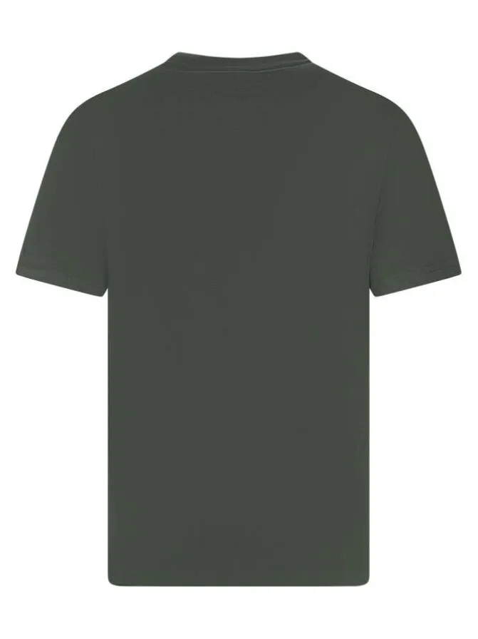 T-shirt en coton kaki uni avec une coupe droite et un col rond