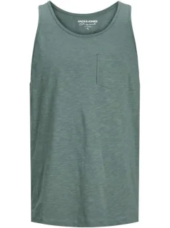 T-shirt en coton kaki uni avec une coupe droite et un col rond