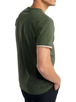 T-shirt en coton kaki uni pourvu de manches courtes et d'un col rond