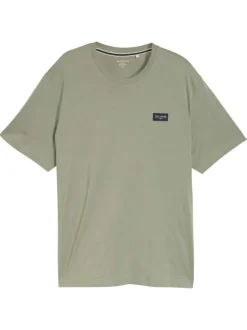 T-shirt en coton kaki uni pourvu d'une coupe droite et d'un col rond