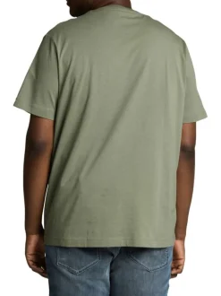 T-shirt en coton kaki uni pourvu d'une coupe droite et d'un col rond