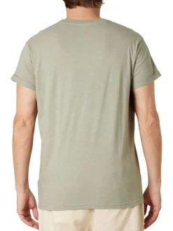 T-shirt en coton kaki uni pourvu d'une coupe droite et d'un col rond