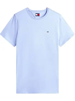 T-shirt en coton lavande uni avec une coupe droite et un col rond