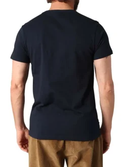 T-shirt en coton marine avec un col rond et des manches courtes