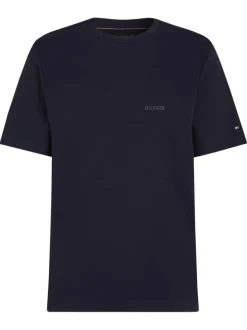 T-shirt en coton marine pourvu d'un col rond et de manches courtes