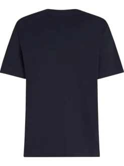 T-shirt en coton marine pourvu d'un col rond et de manches courtes
