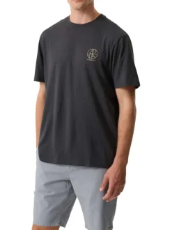 T-shirt en coton marine uni avec logo imprimé et un col rond