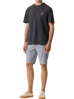T-shirt en coton marine uni avec logo imprimé et un col rond