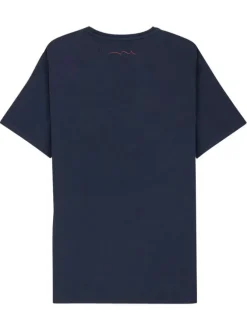 T-shirt en coton marine uni avec une coupe droite à col rond