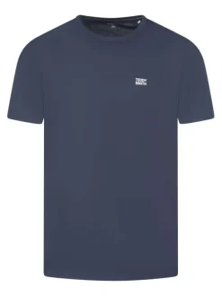 T-shirt en coton marine uni avec une coupe droite et nom de la marque