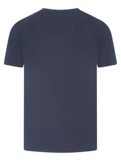 T-shirt en coton marine uni avec une coupe droite et nom de la marque