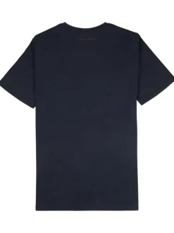 T-shirt en coton marine uni avec une coupe droite et nom de la marque