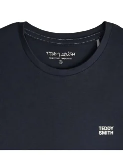 T-shirt en coton marine uni avec une coupe droite et nom de la marque