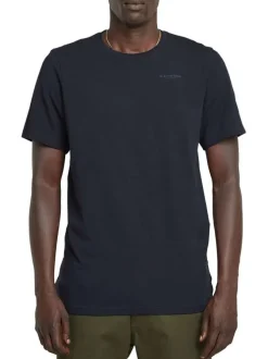 T-shirt en coton marine uni avec une coupe droite et nom iconique